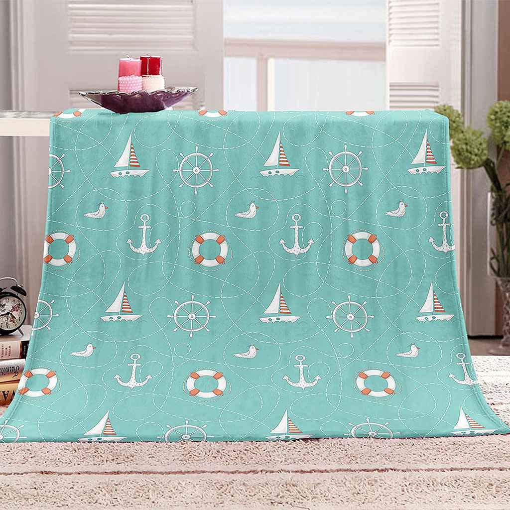 Couverture flanelle ancre bleue plaid sofa lit microfibre