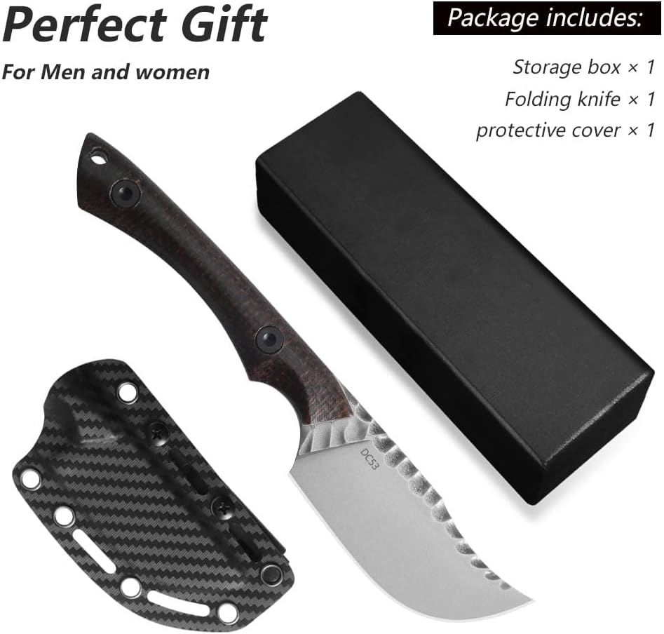 DC53 blade knife G10 handle, EDC tool hiking camping tactical fixed knife (Type A)
