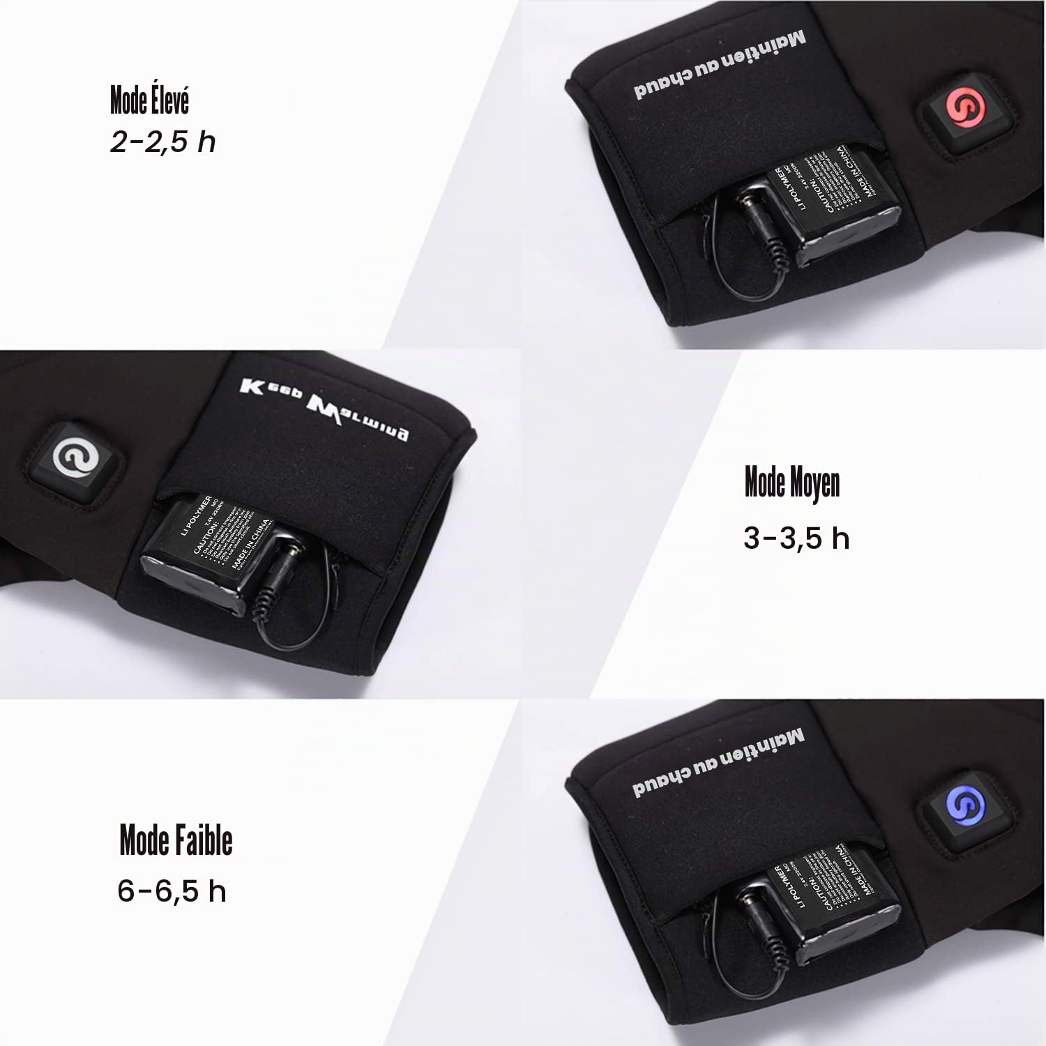 Sun Will 2 pièces Rechargeables 7.4V 2200MAH 3000MAH Li-ION Batteries pour Gants Chauffants Chaussettes Chapeaux Cagoule Ski Masque vêtements