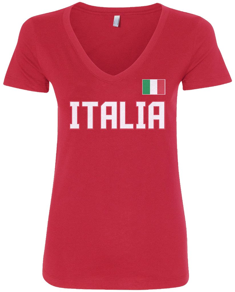 Threadrock Women's Italia National Pride V-Neck T-Shirt
