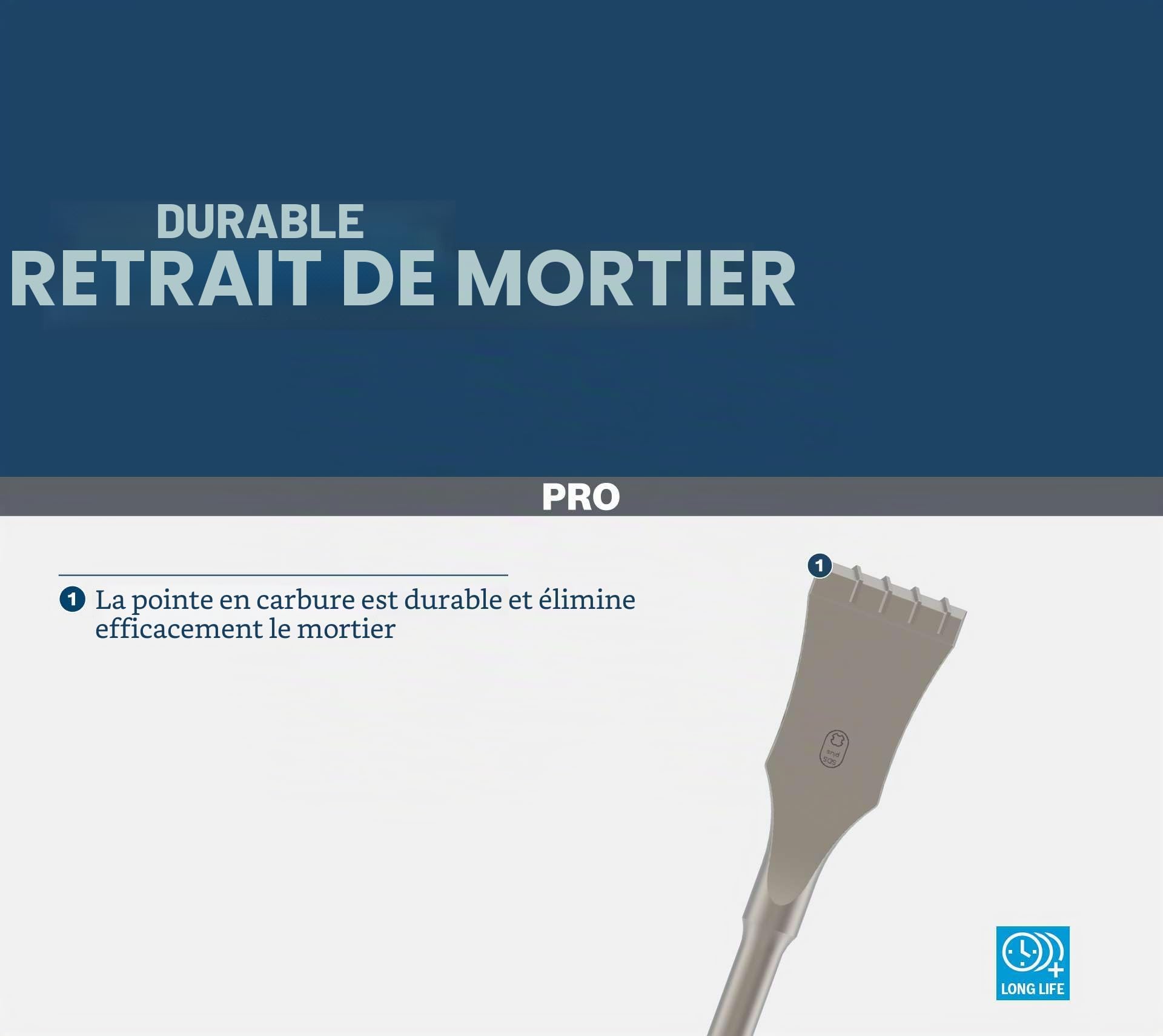 Bosch 1x Burin à mortier à pointe en carbure PRO SDS plus-5C