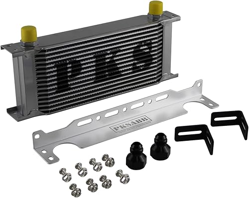Miniatura 3 de PKSABB Enfriador de aceite universal AN10 con placa apilada de 9.764 in con soporte + 2 accesorios AN10 (78"-14 UNF) a AN8 (34"-16 UNF) (16