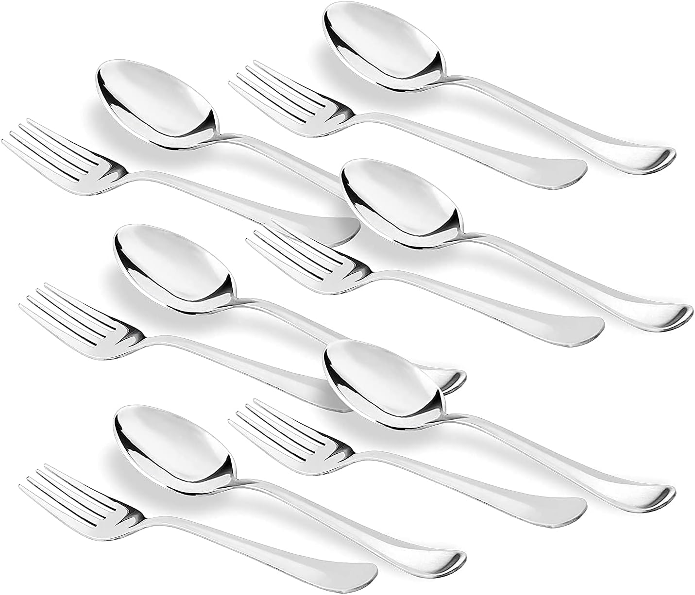 Anjali Enterprises Stainless SteelSpoon and Fork Set of 12 Pc (Dessert/Table Spoon 6 Pc (18.5cm L), Dessert/Table Fork 6 Pc (18.2cm L))– (1.6mm Thick)