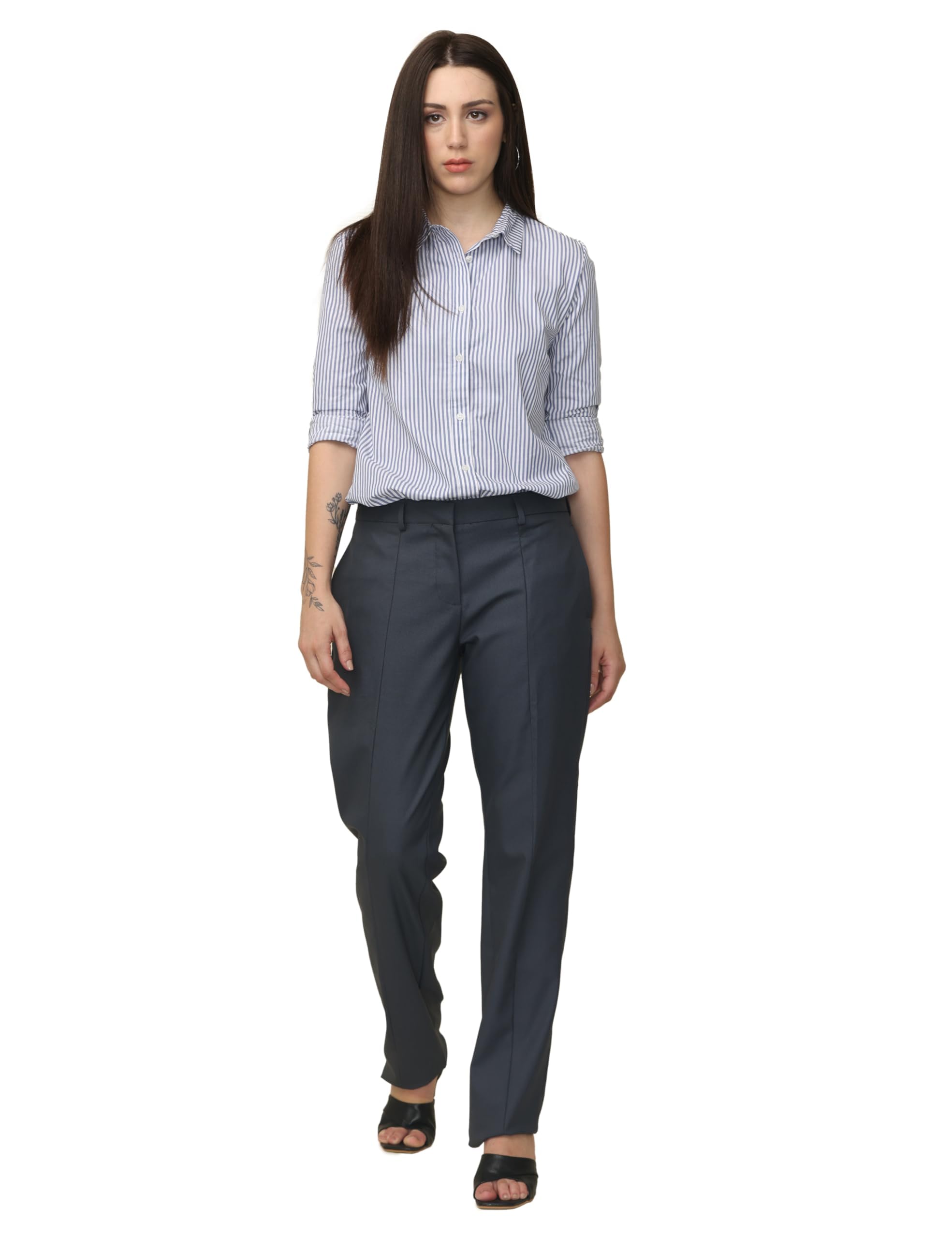 wearhouse Women's Pleated Regular Fit Formal Trouser,Blue-picture-14