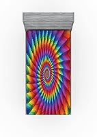 Vista 160 de Ambesonne - Sábana bajera ajustable multicolor, en colores y tres tamaños Azul y gris