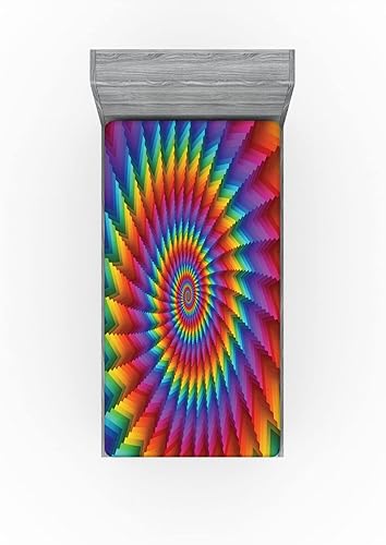 Miniatura 160 de Ambesonne - Sábana bajera ajustable multicolor, en colores y tres tamaños Azul y gris,Verde Militar Sage Green,Ámbar beige,Negro Grey White,Azul