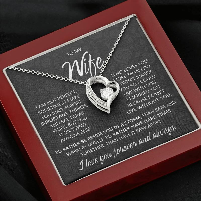 Heart Necklace for Women with Adjustable Cable Chain - Sentimental Birthday Valentine's Day Gift for Her - To My Wife2