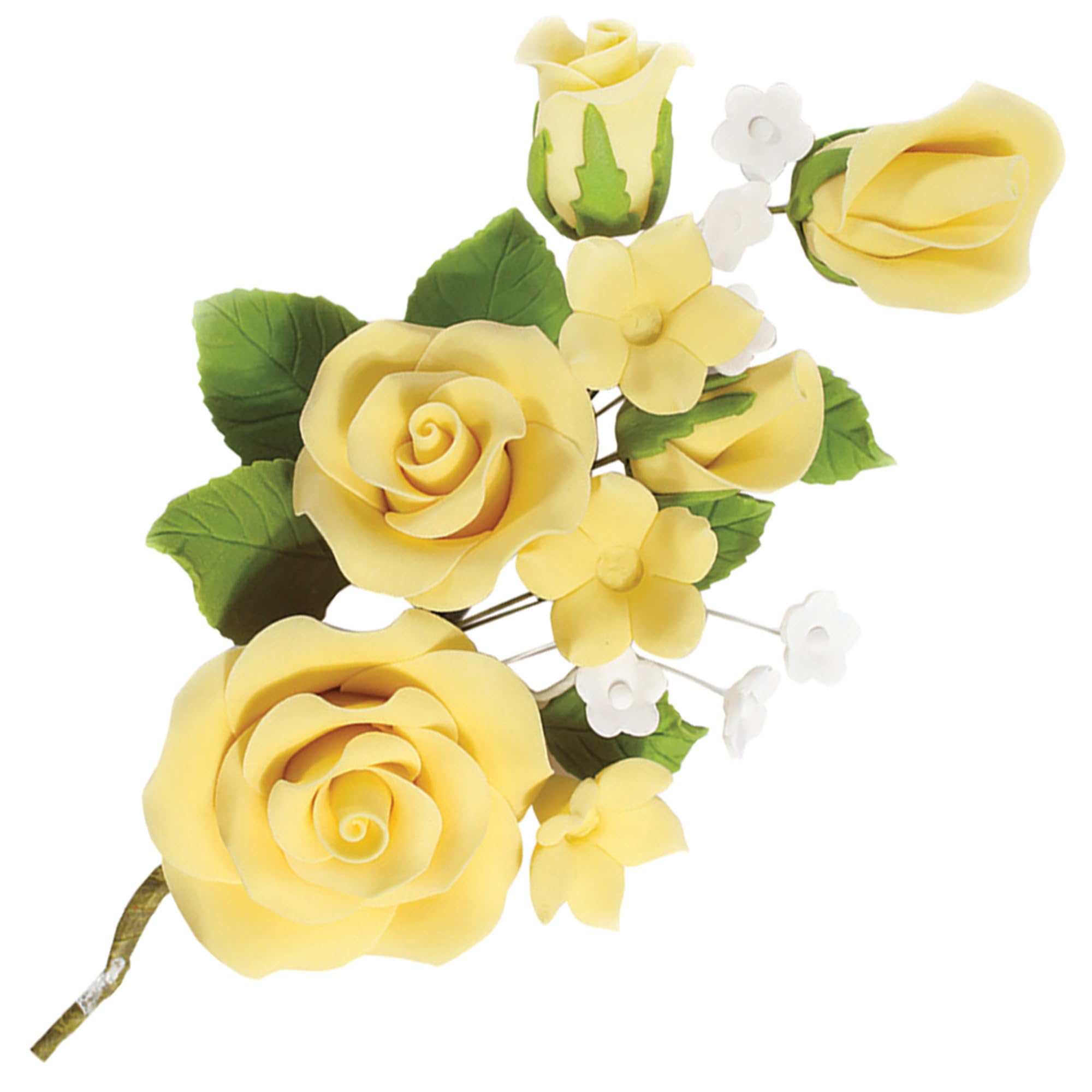 Culpitt Gumpaste Yellow Rose Flower Spray, Floral Cake Decoration, Cake Topper For Wedding, Anniversary, Celebration, 145mm