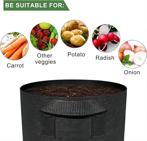 Miniatura 4 de Covers infinite Bolsas de cultivo de 3 galones, paquete de 12, macetas de tela de 3 galones, bolsas de cultivo de aireación, bolsas de jardín