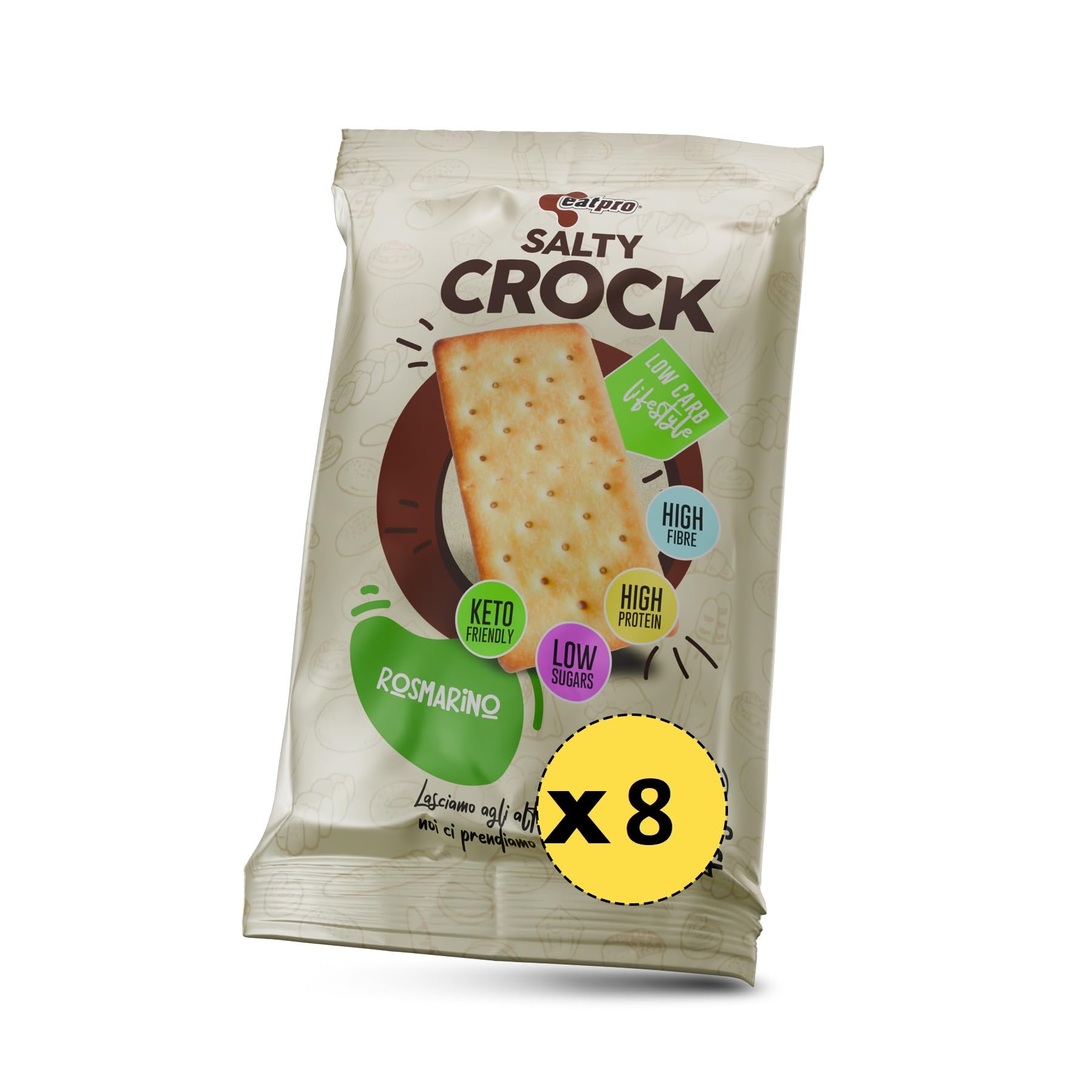 Crackers Proteici 8 Snack Salati Monoporzione Da 45g Gusto Rosmarino EatPro 30% Proteine, 10% Carboidrati, Keto Diet Snack Proteici Cibo Proteico, Crackers Salati E Croccanti