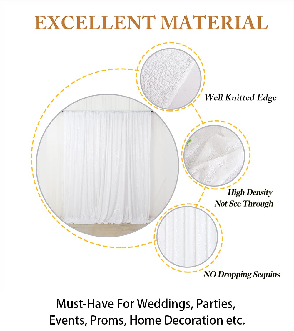 Glitter Backdrop 6FTx6FT White Shimmer Sequin Fabric Photography Backdrop Sequin Photo Backdrop