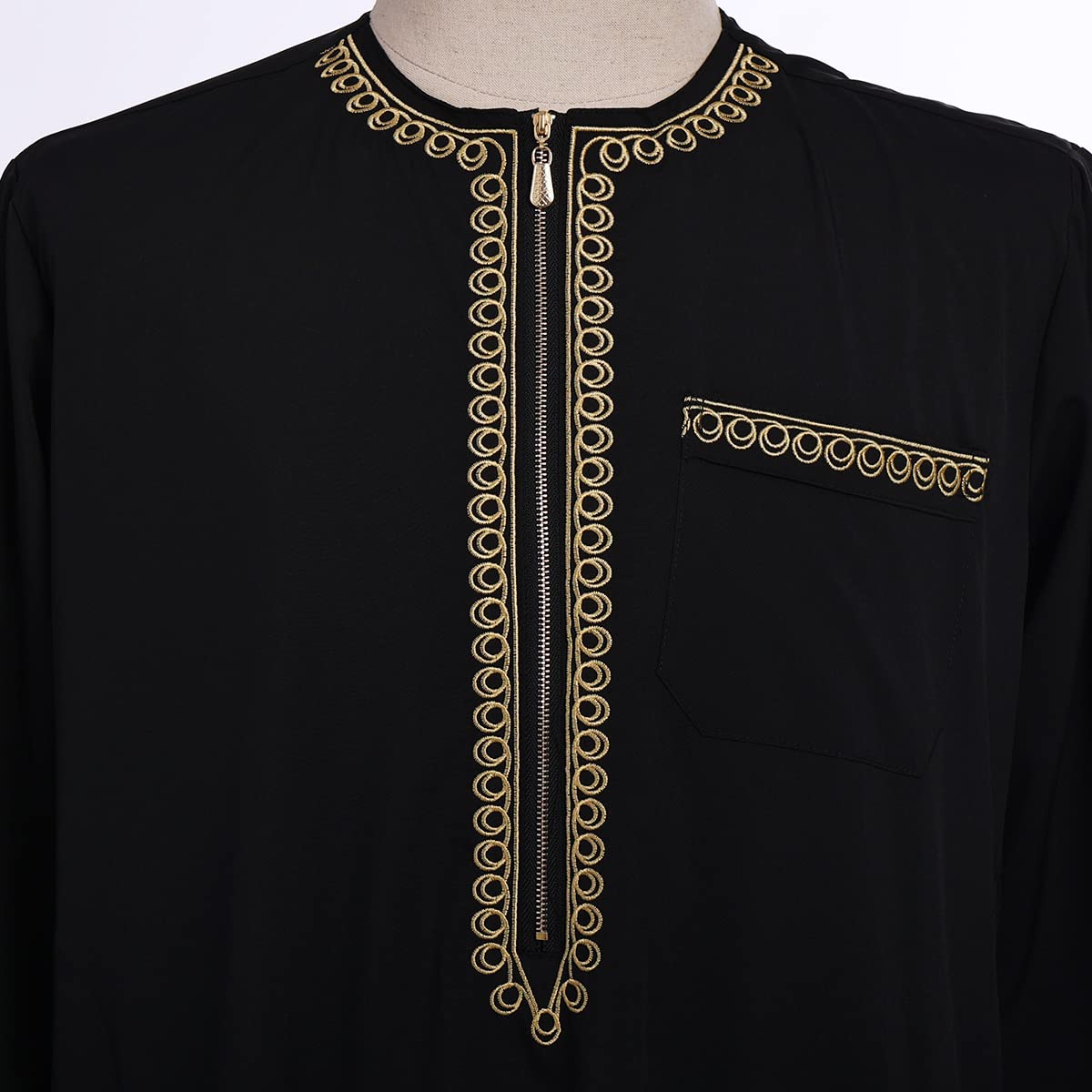 CAMDOM Naher Osten Arabische Herren Roben Muslimische Kaftan Kleidung V-Ausschnitt Thobe Arabisch Muslim Freizeitkleidung