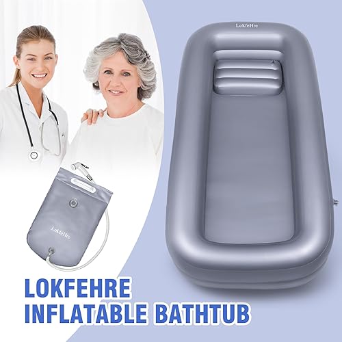 Miniatura 8 de Bañera inflable médica, kit de lavabo de ducha, bañera portátil de PVC con bomba de aire eléctrica, lavado de bañera portátil de cuerpo completo en
