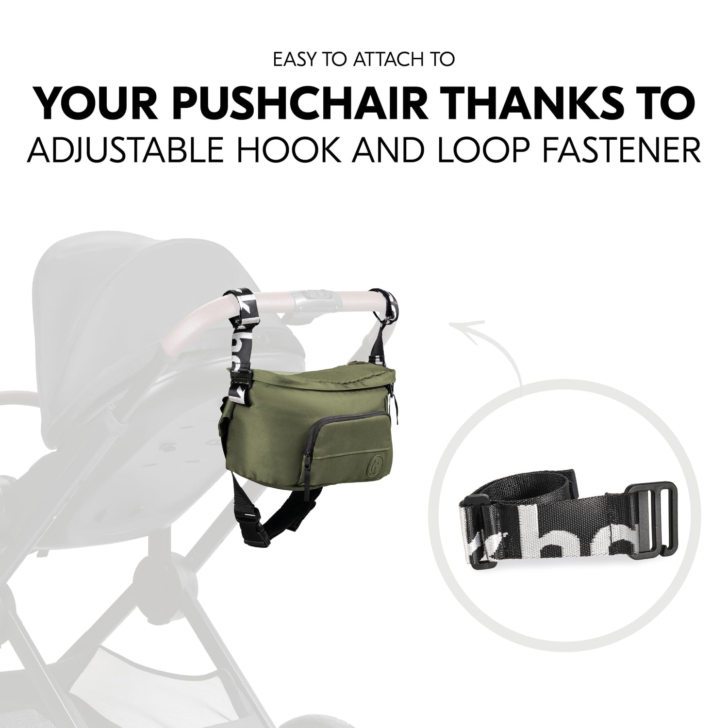 hauck 2 en 1 Riñonera y Bolso Carro Bebe, Bolso Maternidad para Carritos y Sillas de Paseo, Fácil Fijación al Cochecito, Cinturón Ajustable, Unisex, Verde
