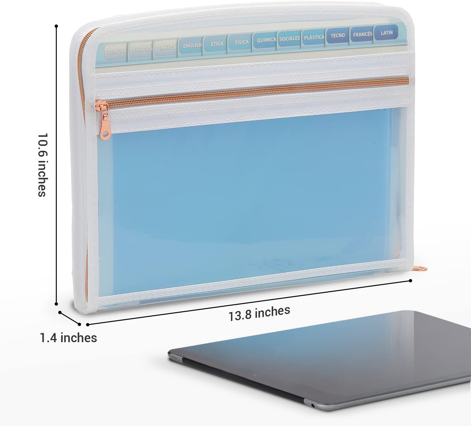 Mukawa 13 Pocket Zippered Expanding File, Zippered Accordion File Organizer, Accordion Folder with Zipper for Documents Letter Size A4 Papers (Blue) image 2