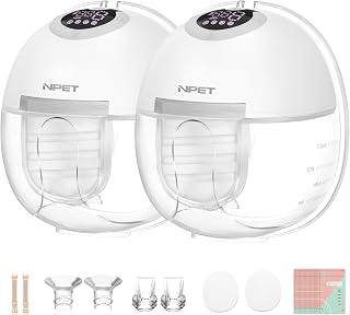 NPET Double Wearable Breast Pump for Breastfeeding, S32 Electric Portable Hands Free Breast Pump with 4 Modes & 9 Levels, Leak-Proof & Low Noise, LCD Display, 24mm Flange, 2 Pack