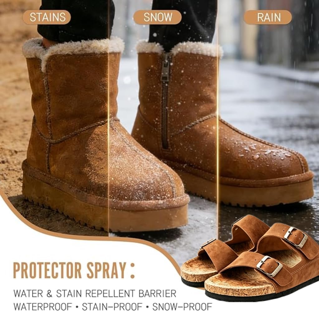 Suede Care Kit, Deep Cleaning Shoe Cleaner with Water and Stain Repellent Spray | Professional Grade Suede Brush & Eraser Set for Restoring Nubuck, Sheepskin Shoes and Boots