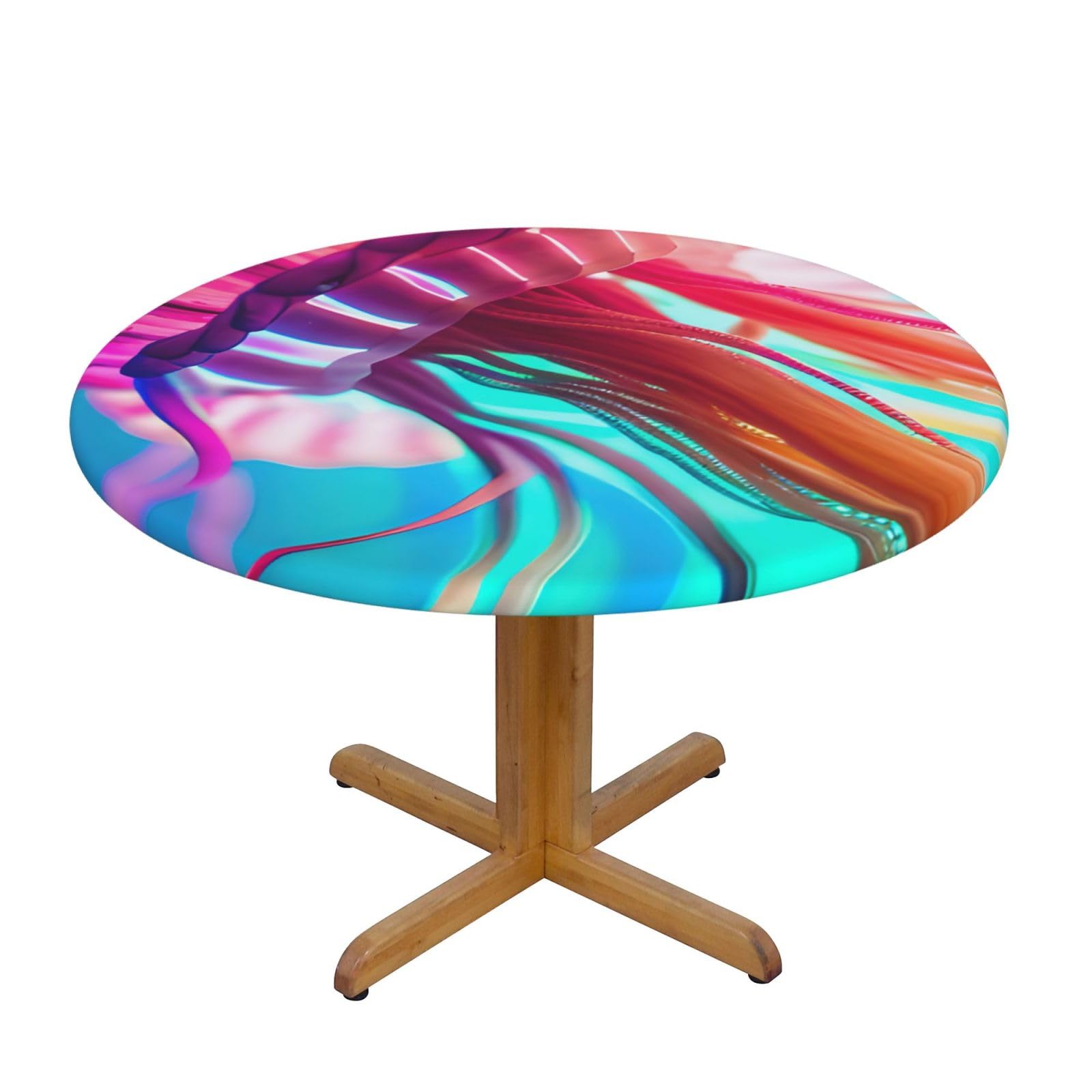 Colored Jellyfish Print Wipe Clean Oval Tablecloth Stain-Resistant Dining Table Accessories Table Protector For Home