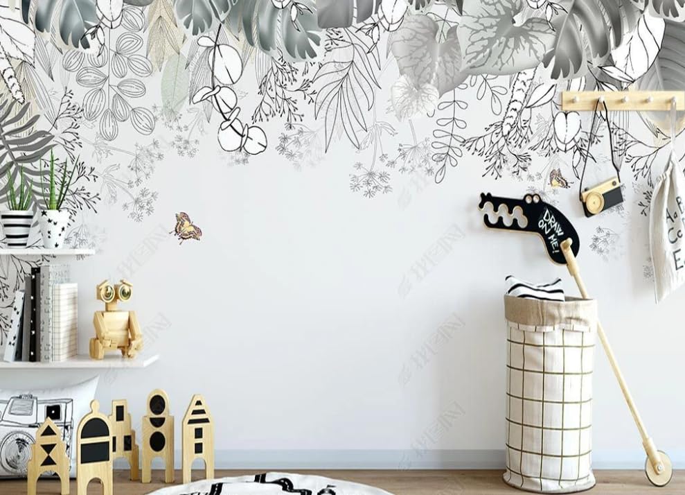 Papier peint intissé jungle dessin main, poster géant salon