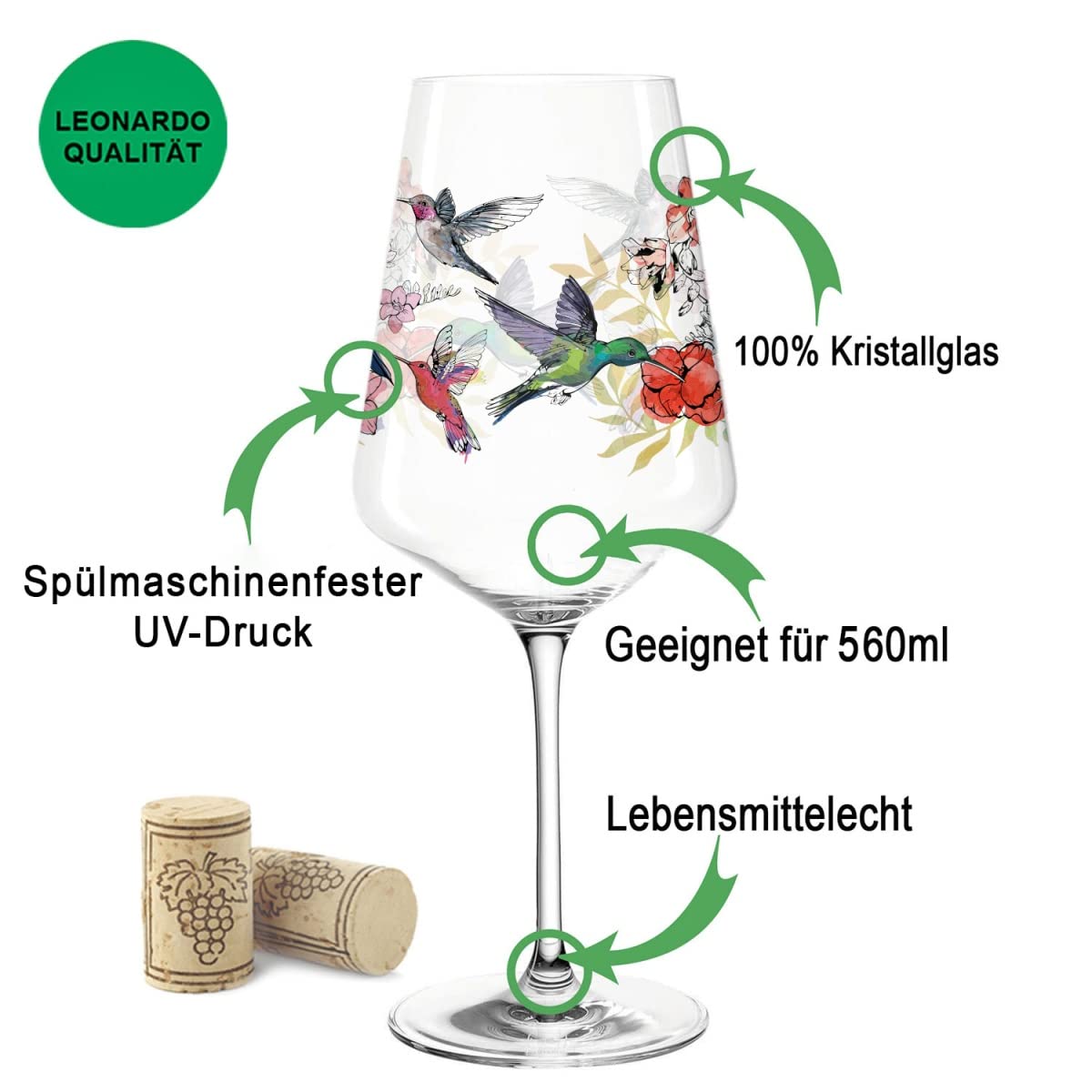 Leonardo Puccini Verre à Vin Avec Impression UV - Design Fruit - Cadeau