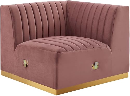 Miniatura 14 de Modway Conjure - Sofá seccional tapizado de terciopelo de alto rendimiento, con canal, silla sin brazos en negro y gris Negro-Gris,Negro