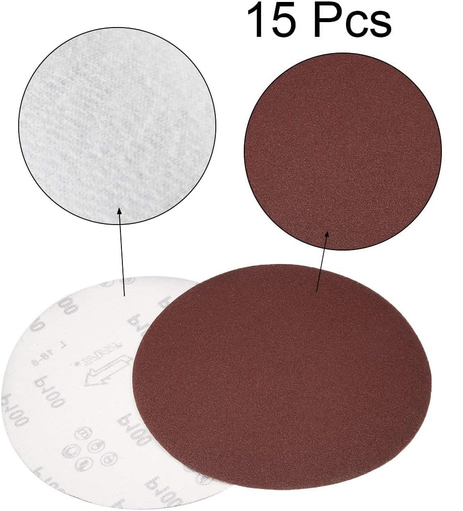 TA-VIGOR Lot de 15 disques abrasifs PSA de 200 mm, grain 100, disques abrasifs auto-adhésifs pour ponçage du bois, de la peinture, du plastique et du métal 200 mm