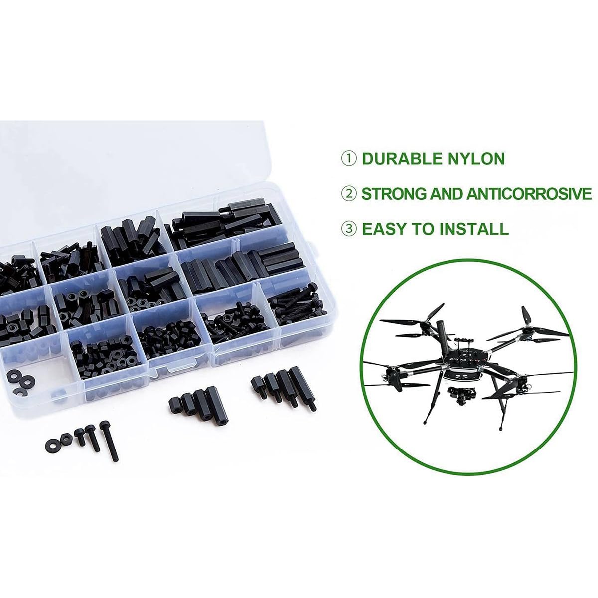 Amazon | Roisin 320 個 M2 オス、メス、六角ナイロン スペーサー