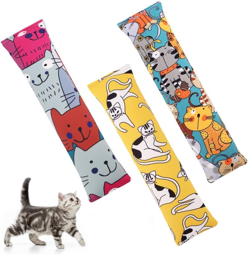 BINGPET 3Pcs Catnip Toys, Cat Arm Pillow Kicker Toy Bite Resistant Catnip Kick Interactive Toys for Indoor Cats, Catnip Filled Cartoon…