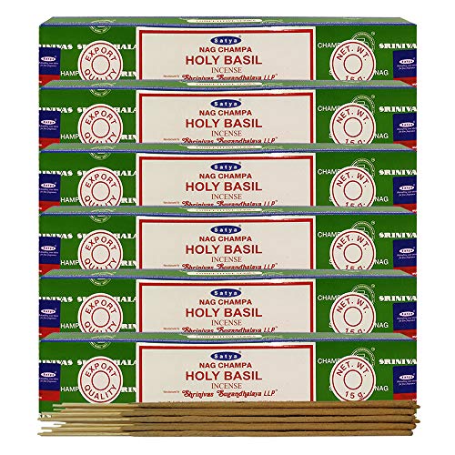 Trumiri Incense Stick Holder Bundle With Satya Nag Champa Holy Basil 15G Incense Sticks - Pack Of 6 (Approx 90 Sticks) #TOP4
