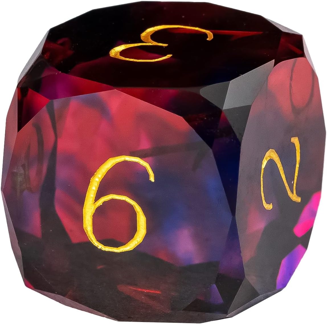 UDIXI Glass Dice Set D&D, MultiFaceted Diamond-Cut Glass DND Dice Set with Leather Box for RPG Tabletop Games (Blue and Purple)