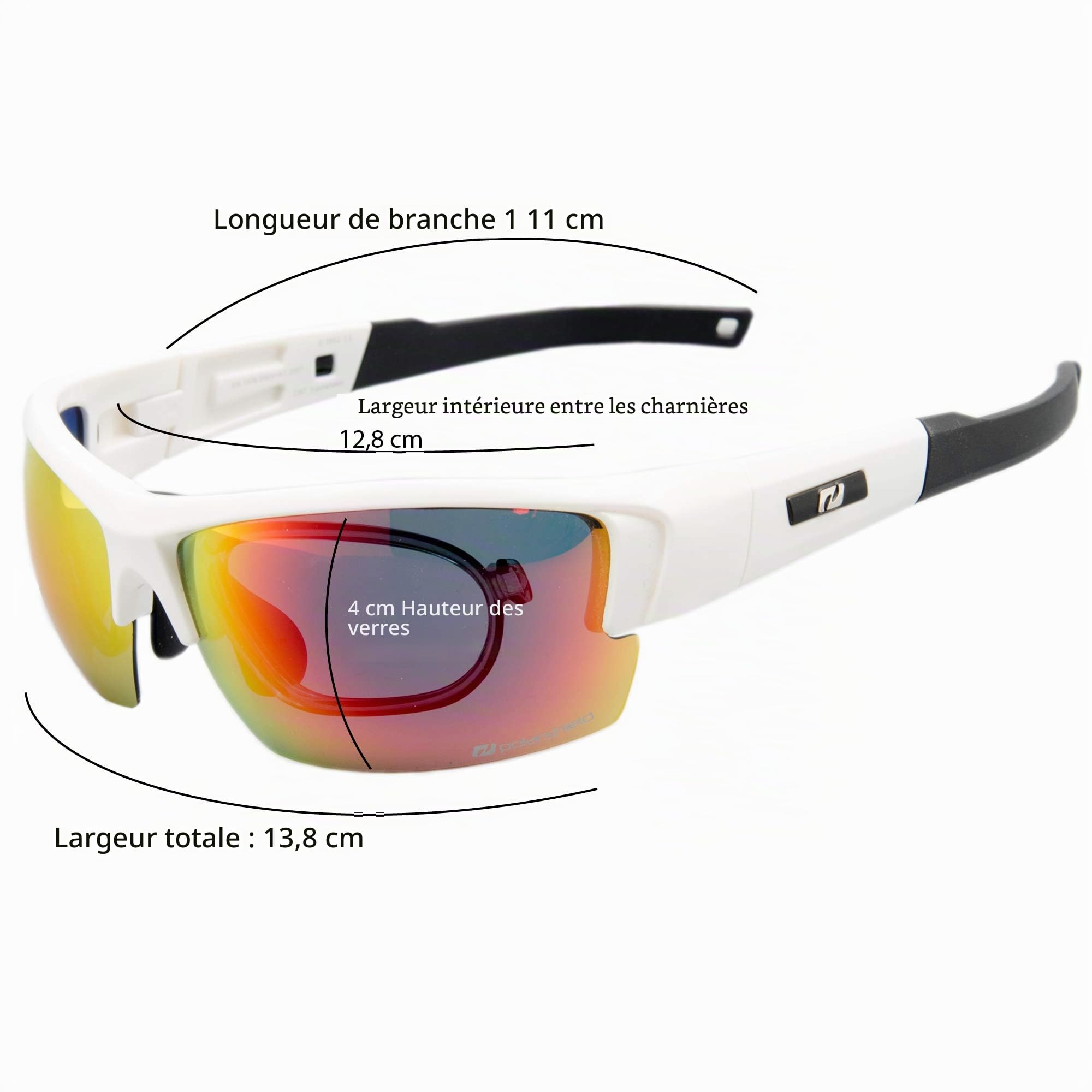 Daisan Lunettes de cyclisme polarisées avec Opticlip pour correction de la vue, Accessoire Velo, Lunette Anti Eblouissement - Blanc