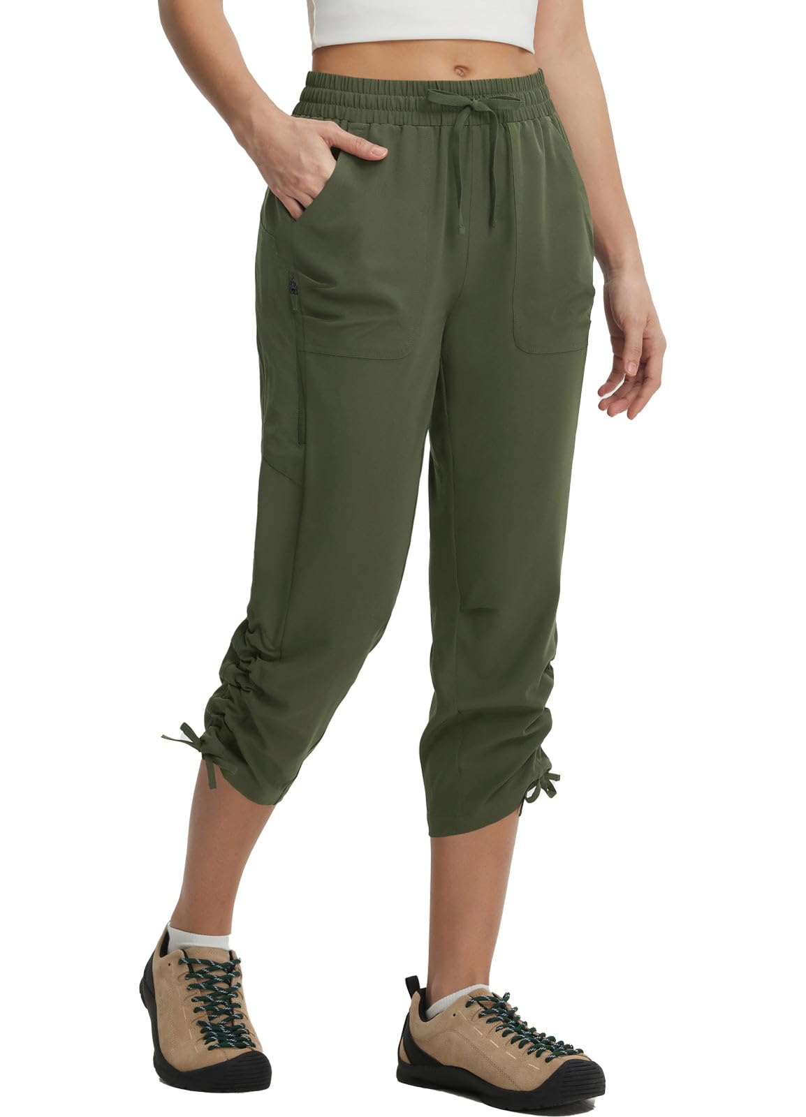 baleaf Pantaloni corti da trekking da donna con tasca con cerniera, resistenti all'acqua, leggeri, ad asciugatura rapida, pantaloncini cargo UPF50+