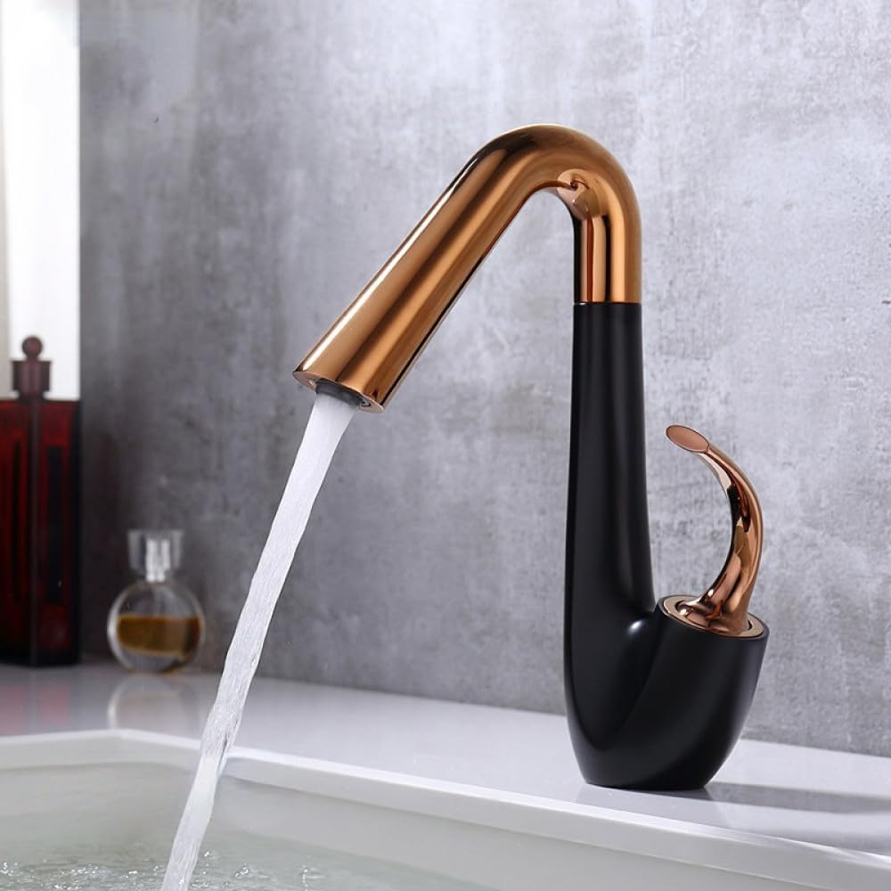 Robinet de salle de bain noir rotatif universel haut de gamme