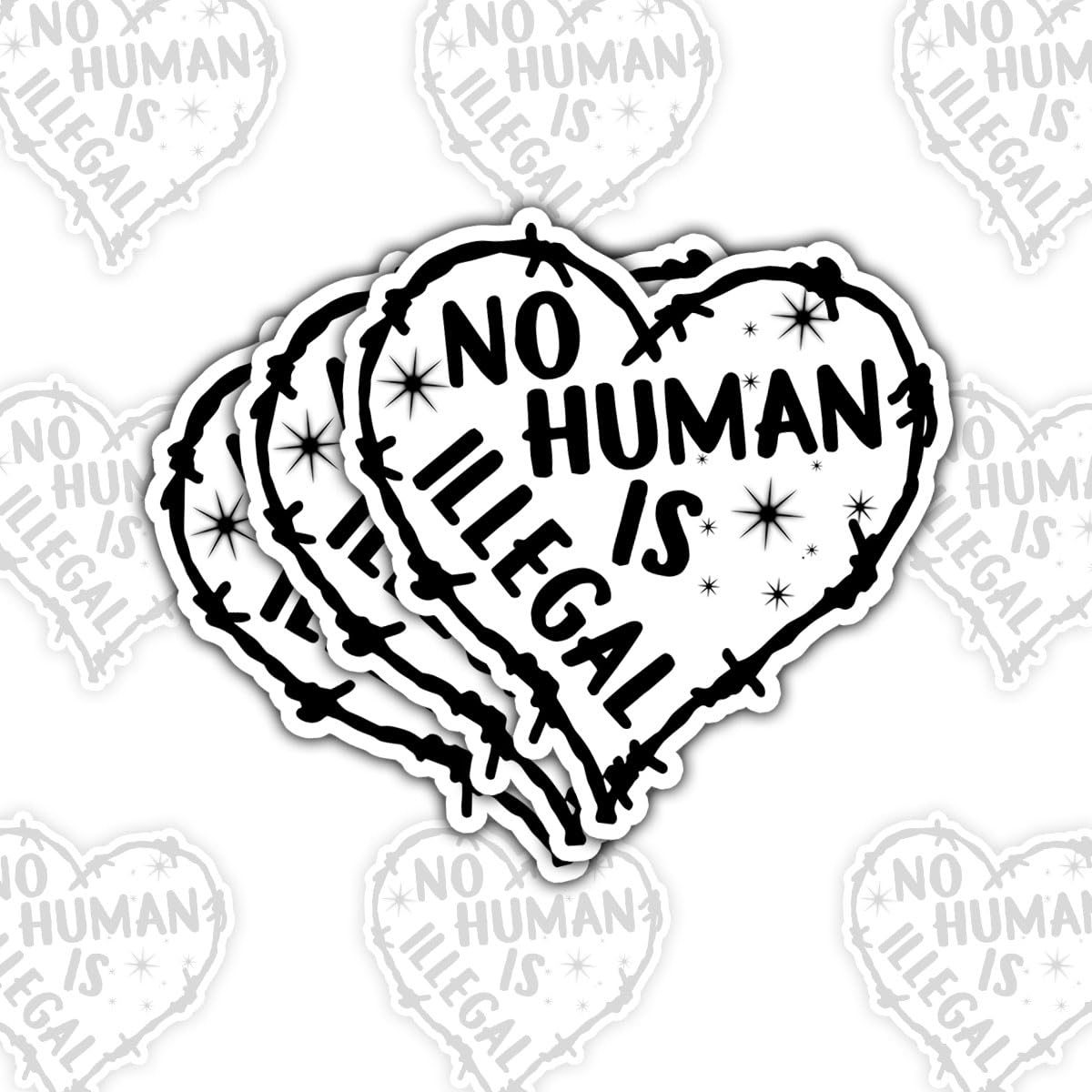 (3pcs-3in) No Human is Illegal Sticker Stickers Social Justice Vinyl Decals | Gifts For Activists Human Rights Supporters Friends Ideal For Laptop