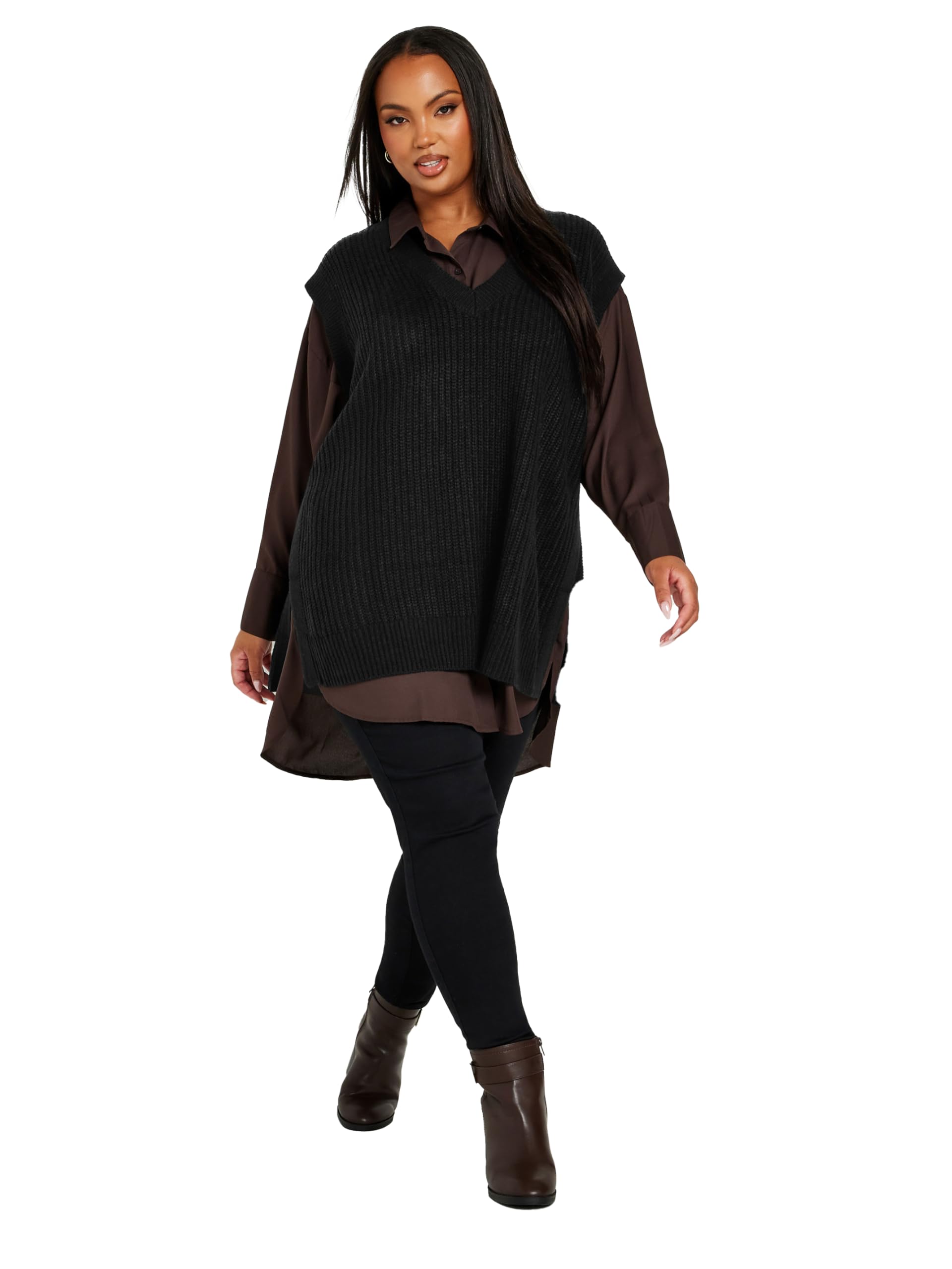 Yours Curve Knitted Vest - Women's - Plus Size Curve