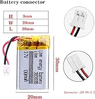 Vista 2 de Litro 3.7V 130mAh 302030 Lipo batería recargable de iones de litio con JST PH 0.079 in conector