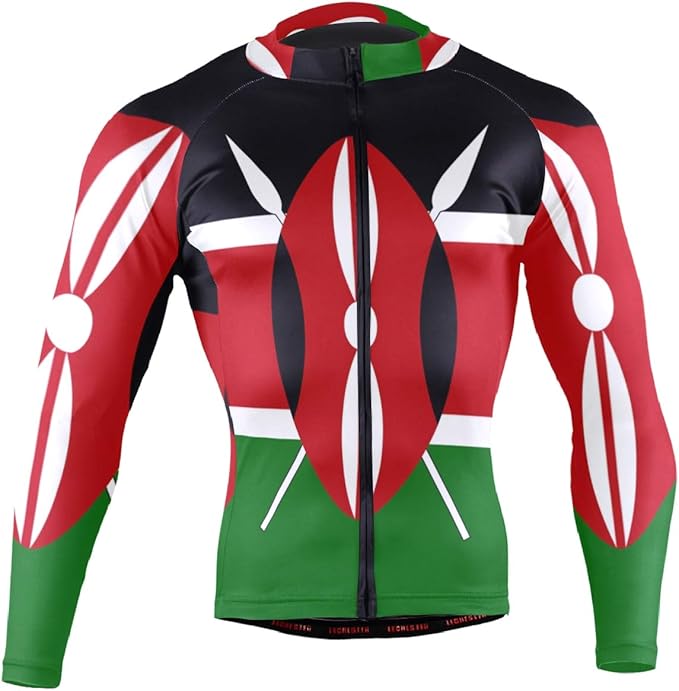 Kenya Flag Men's Cycling Jersey Long Sleeve Bike Jacket