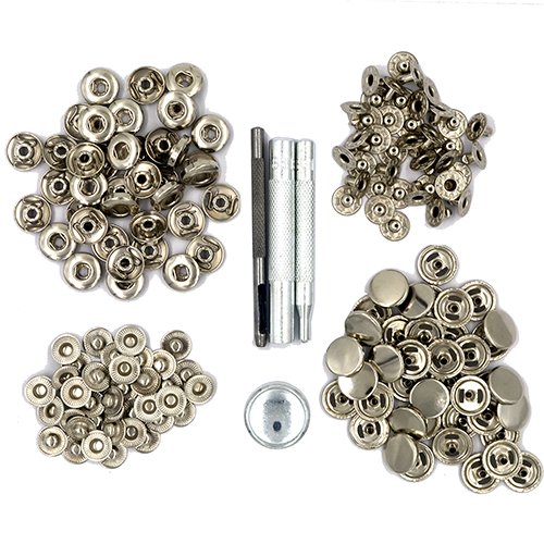 CrazyEve Leathercraft Silver Copper Press Studs Snap Fasteners Poppers Sewing Clothing Craft Snaps Button 40 pcs with Install Tool (831(15mm))