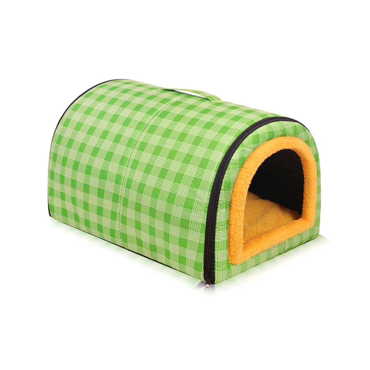 Dog House Cat Cave Bed, 2-in-1 Foldable Pet Igloo Nest with Calming Removable Cushion, Anti Anxiety Soft Warm Bed for Dogs Puppy Cats Rabbit, Waterproof Non-Slip (S:45x32x35cm,Green)
