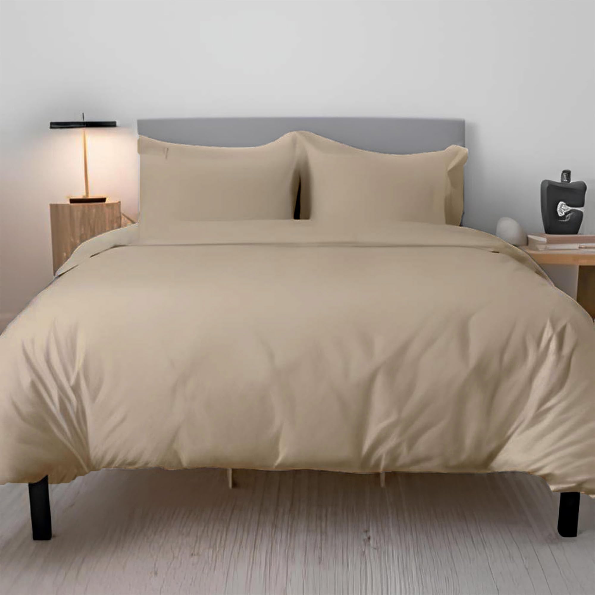 EverSoft Bedding 3PCS 100% Egyptian Cotton Single Size Duvet Cover Set with Fitted Sheet & 1x Pillowcase 400 Thread Count Single Duvet Cover Set