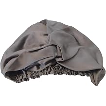 Mulberry Silk Bonnet for Sleeping, Women Hair Care Bonnets, Silk Hair Wrap for Sleeping with Adjustable Elastic Band Charcoal grey