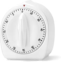 Albayrak 60 Minute Mechanical Kitchen Timer - Loud 85dB Alarm, No Batteries, Wind-Up Cooking Timer for Home, Study & Classroom (White)