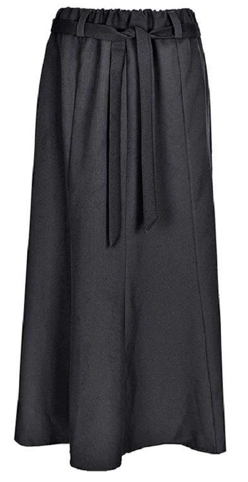 Kentex Online Women's Plain Black Poly Long (35") Unlined Gypsy Midi/Maxi Skirts Elasticated Waist (14, )