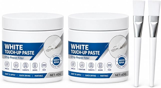 White Furniture Touch-Up Paste with Brush, Wood Filler & Repair Paste
