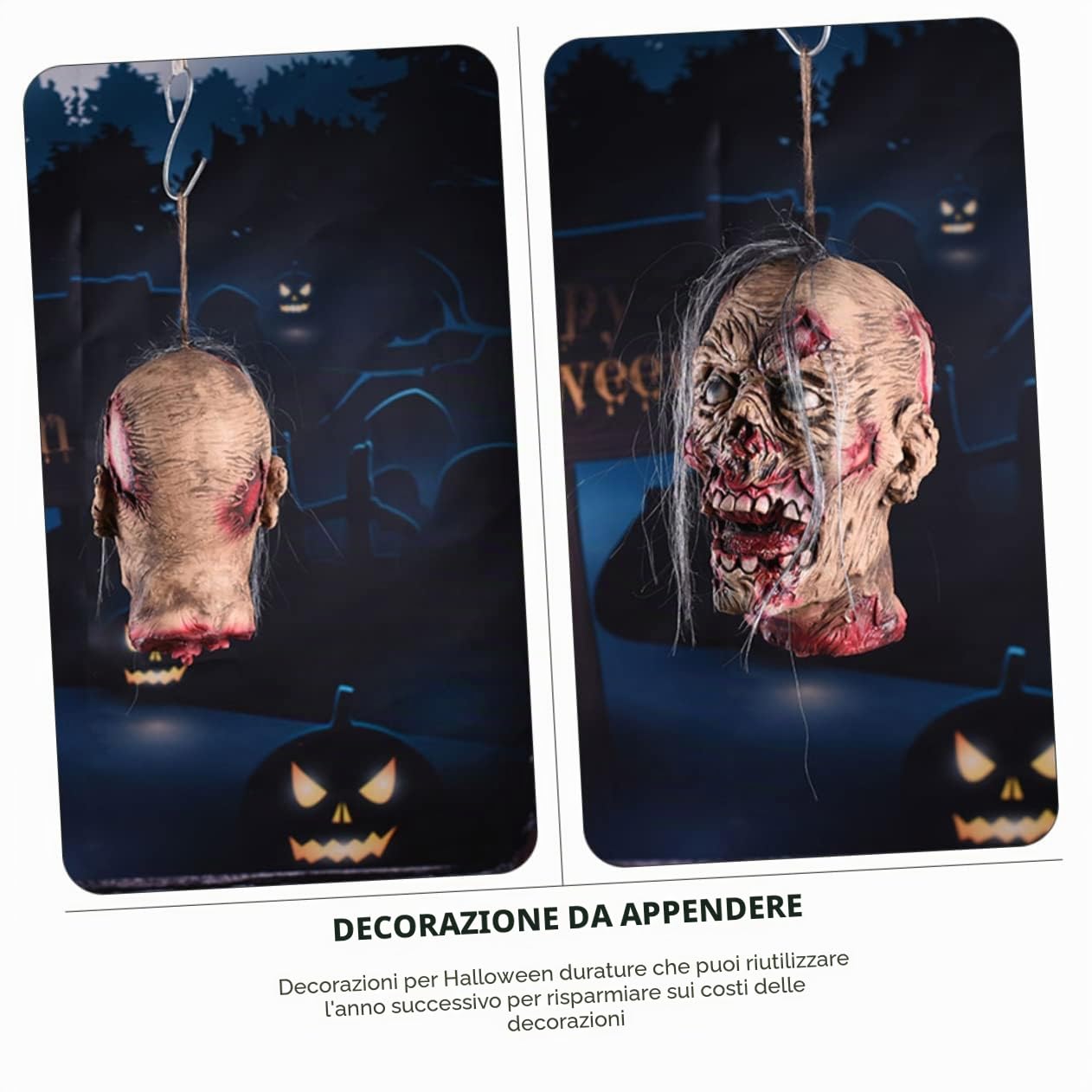 GLEAVI Testa Mozzata Animata Halloween Appesa Decorazione da Festa Spaventosa e Esterni Pendente Horror