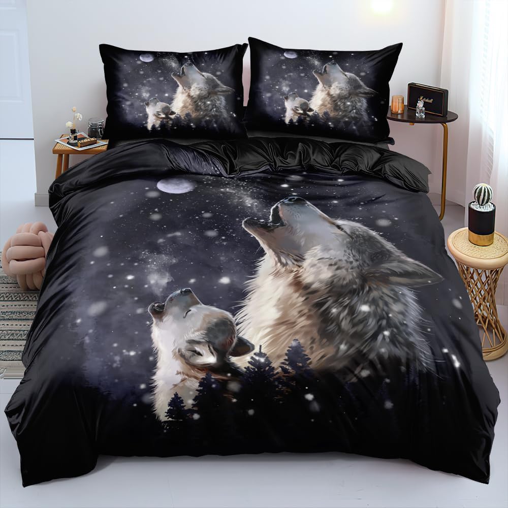 Animal Bedding Sets Queen Size Tiger Art 1 Duvet Cover with 2 Pillowcases 3 Pieces Bed Set for Boys and Girls Bedroom