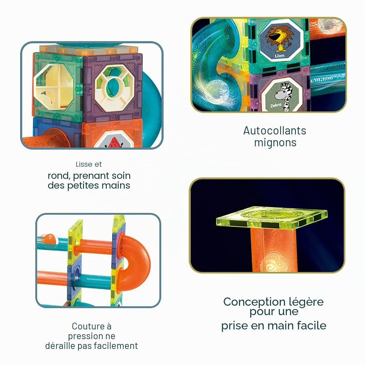 Blocs de Construction magnétiques de Luxe, Jouets STEM pour Enfants, Ensemble de Blocs de Construction de Jouets éducatifs 3D 3-12 Cadeaux pour garçons et Filles(Light Orbital Blocks-110PCS)