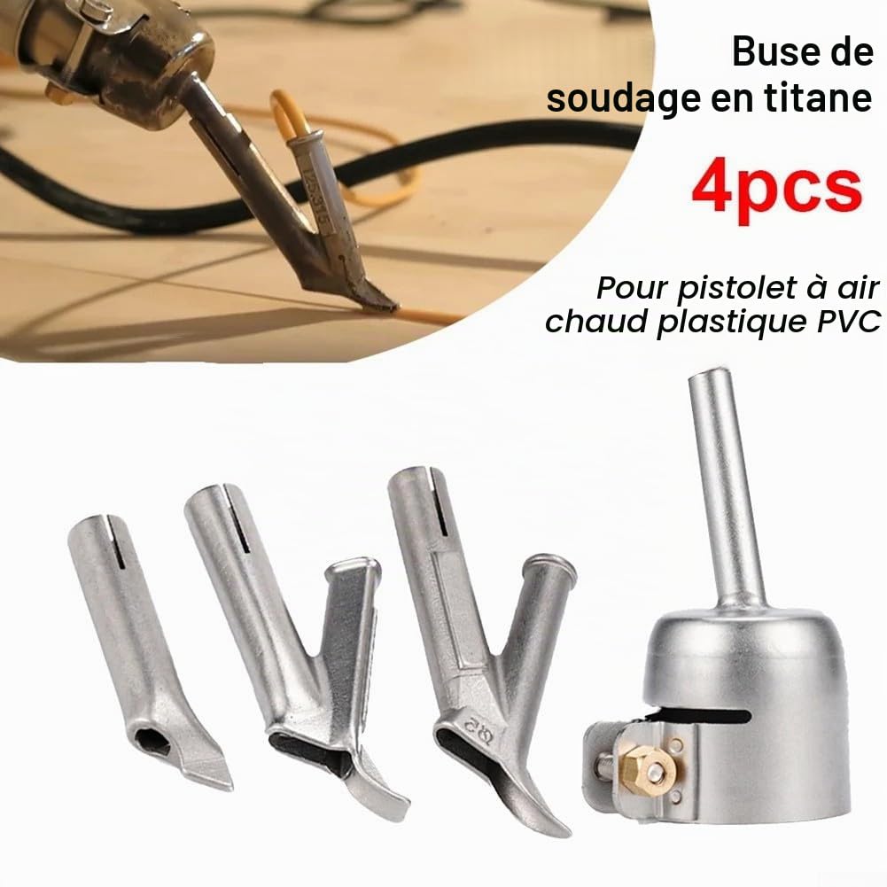 Lot de 4 embouts de buse en forme de Y pour soudage en plastique à air chaud pour soudage rapide, buse de soudage, soudage en vinyle