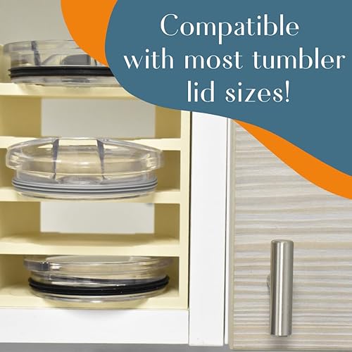 Miniatura 3 de Estante organizador de tapa compatible con Yeti Rambler y vasos, organizador de 5 tapas que se adapta a la mayoría de tamaños, tapas de vasos, más