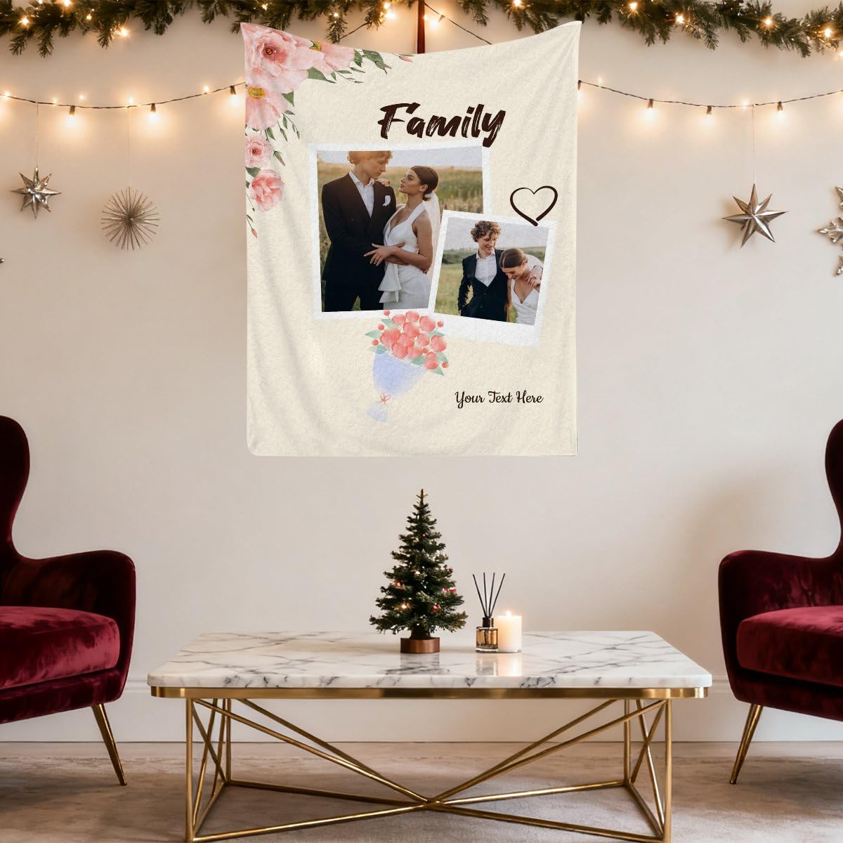 Manta personalizada con 2 fotos para pareja, pareja o cónyuge, personalizada para cumpleaños, Navidad, regalos de boda personalizados de San Valentín para la familia